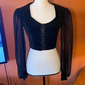 Vintage YES Clothing Velour Crop Top